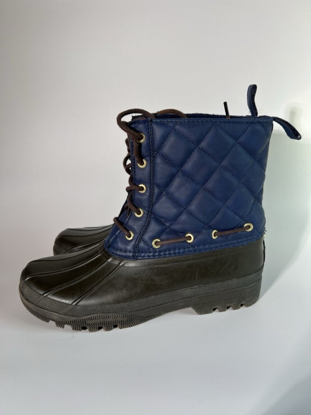Sperry Duck Boots Womens 8 Blue Quilted Waterproof Lace Up Winter Rain - Picture 8 of 12